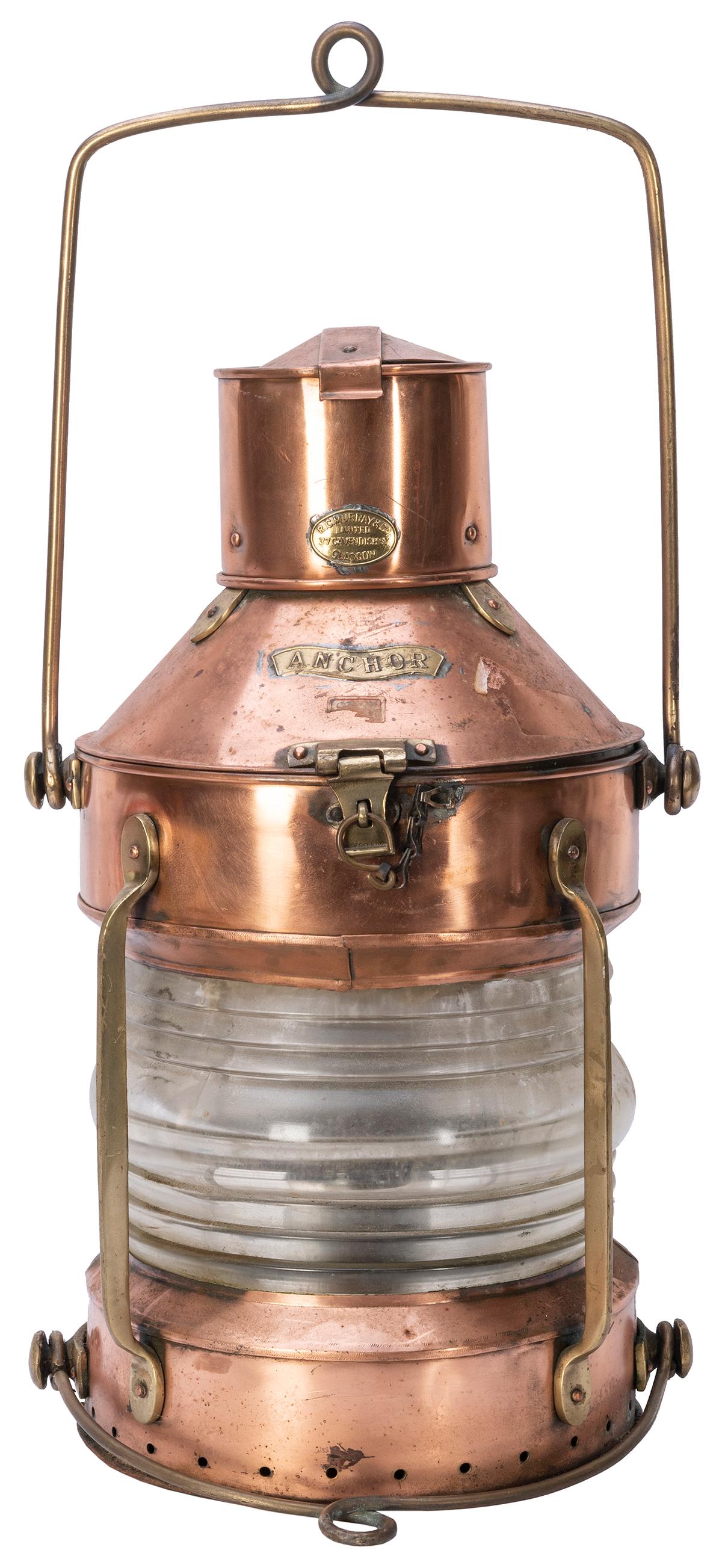 Large ship’s lantern. Glasgow: R. C. Murray & Co., [n.d.]. Copper and brass lantern with glass (1 of 3)