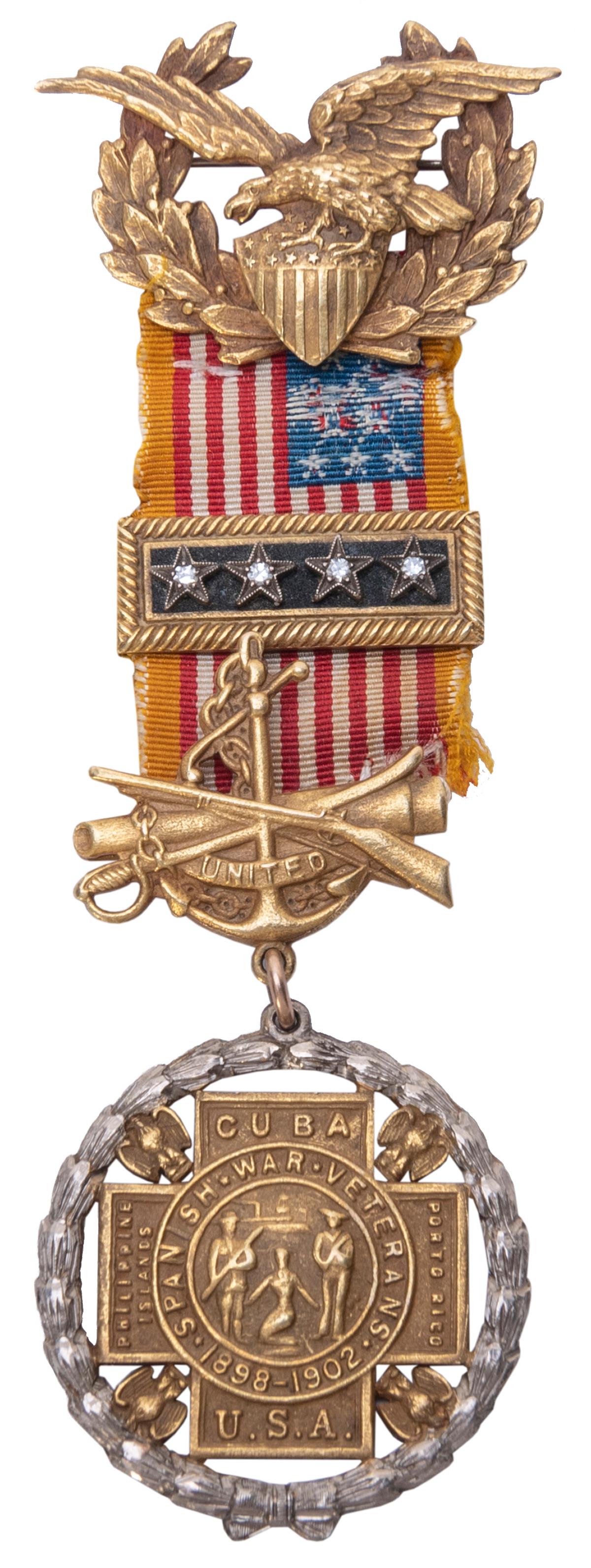 Spanish American War Veterans Medal. Issued ca. 1900-35. Bronze veterans medal on behalf of the (1 of 2)