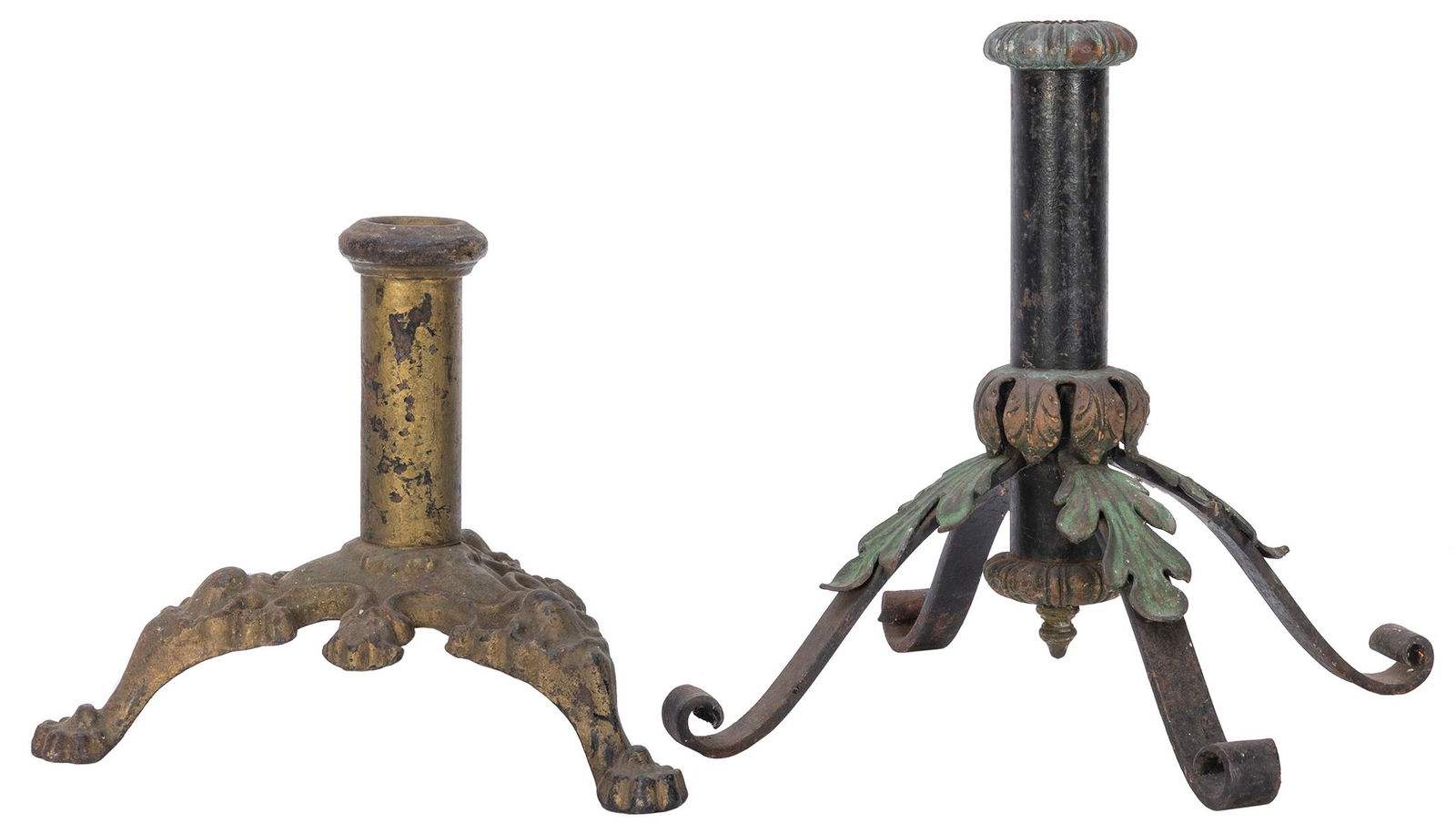 Group of 2 cast iron table stands. [Ca. 1910s-1930s]. 2 decorative cast iron table stands. (1 of 1)
