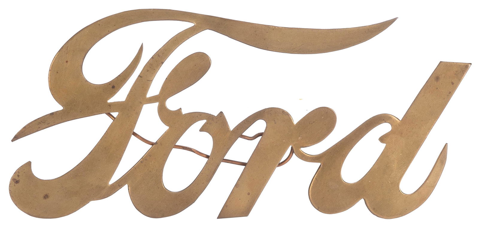 Ford Motor Company brass nameplate / emblem and sill strips. Brass Ford automobile script grille (1 of 2)