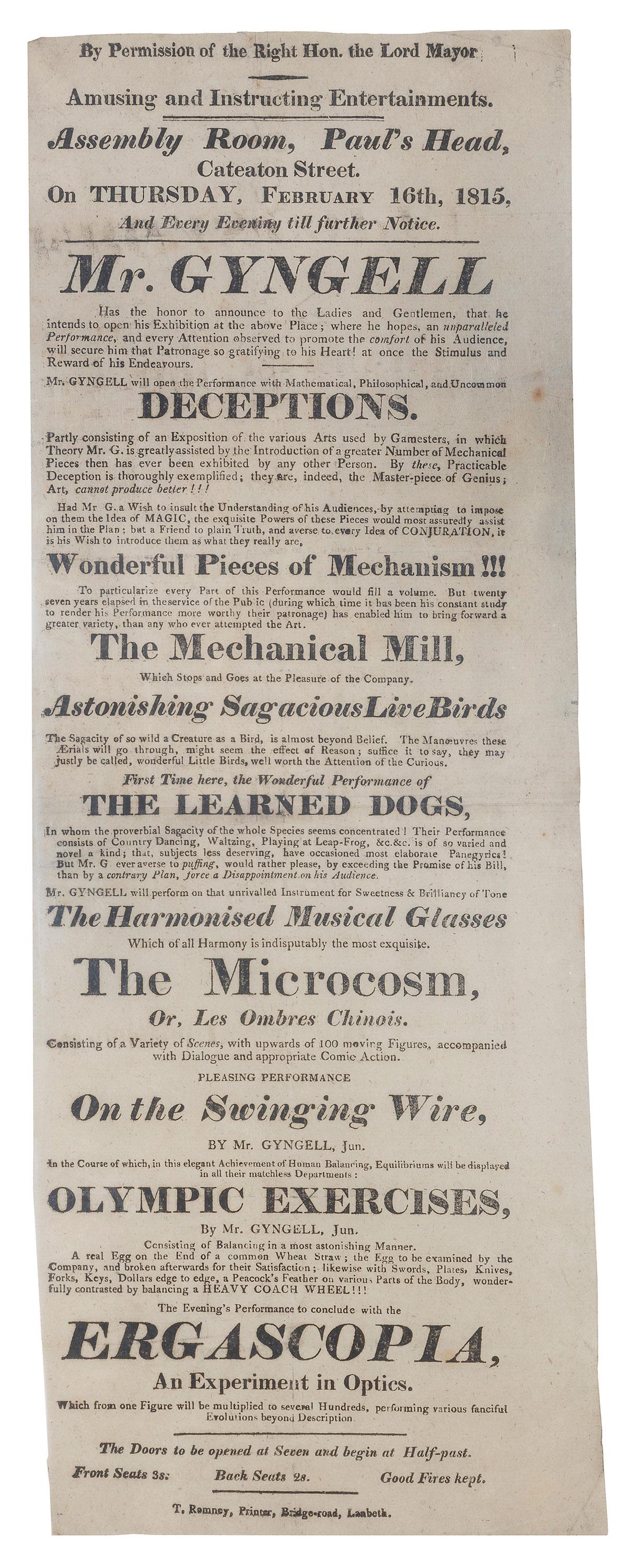 GYNGELL, Daniel (1773 – 1833). Mr. Gyngell. Deceptions. Lam... (1 of 1)