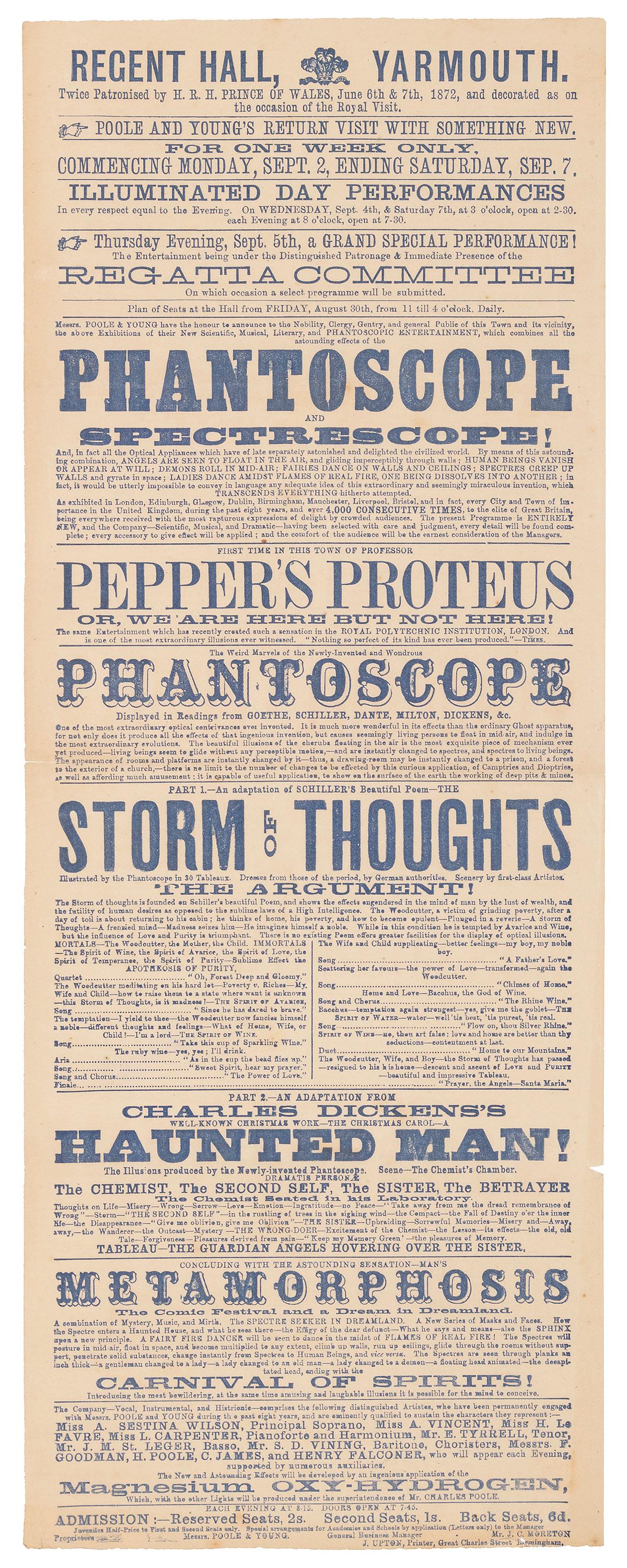 [PEPPER’S GHOST] Phantoscope. Birmingham: J. Upton, Printer... (1 of 1)