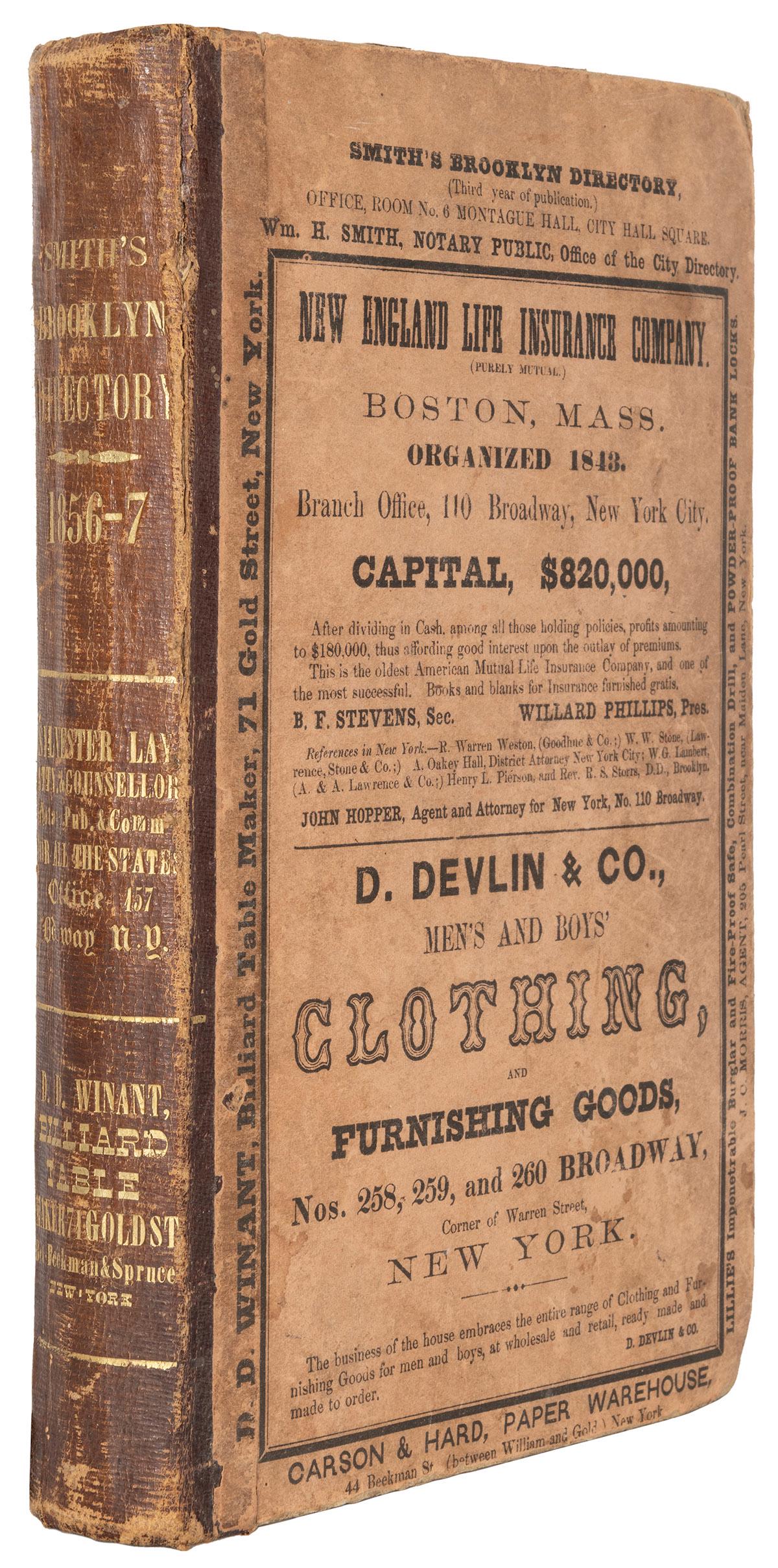 [MAP]. SMITH, W.H., compiler. Smith’s Brooklyn Directory, f... (1 of 2)