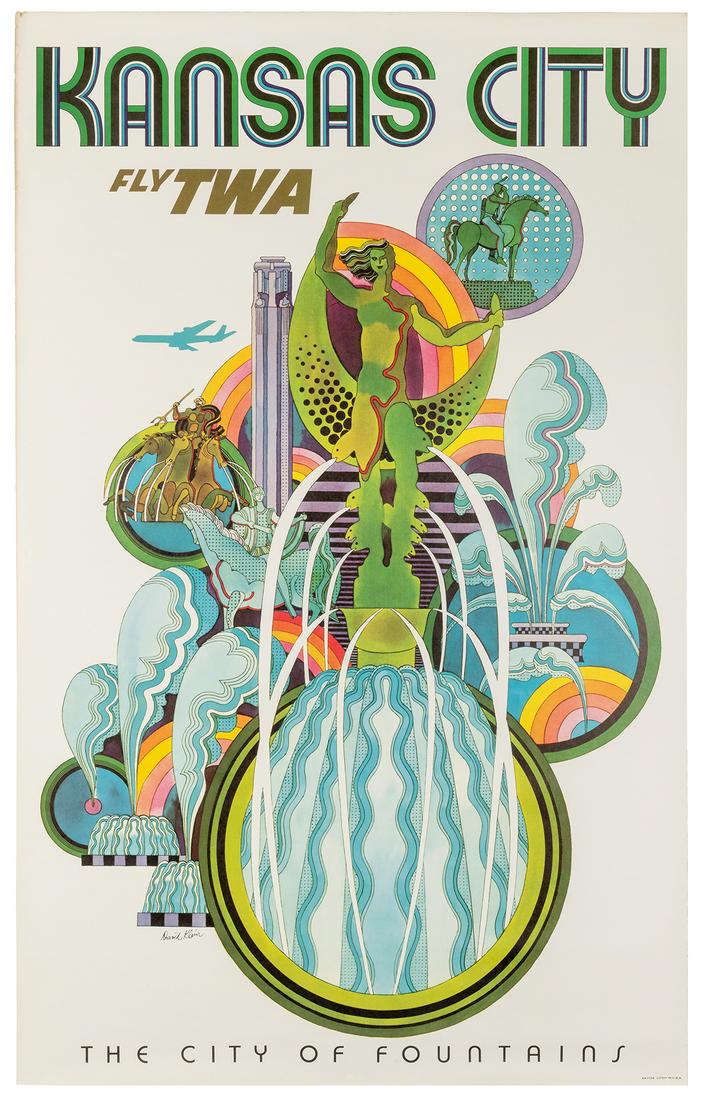 KLEIN, David (1918-2005). Kansas City / Fly TWA. 1970s. Pos... (1 of 1)