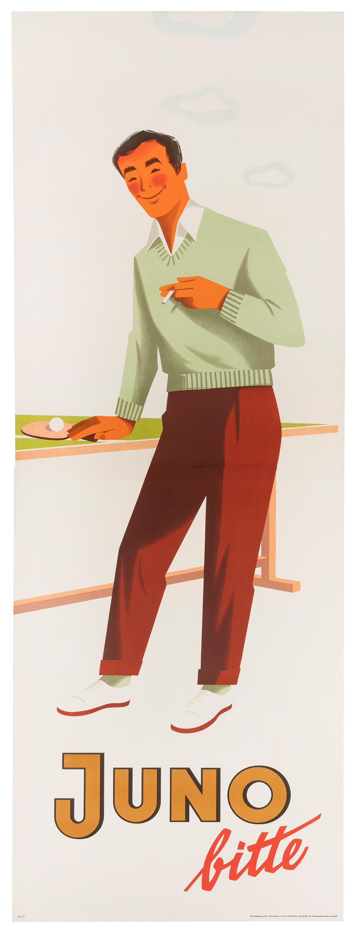 Juno Bitte / [Table Tennis]. Germany, ca. 1950s. Two-sheet ... (1 of 1)