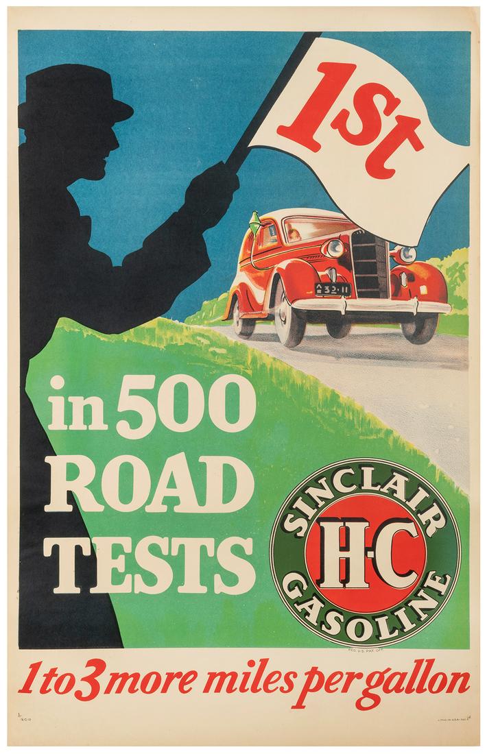 Sinclair H-C Gasoline / 1st in 500 Road Tests. USA, ca. 194... (1 of 1)