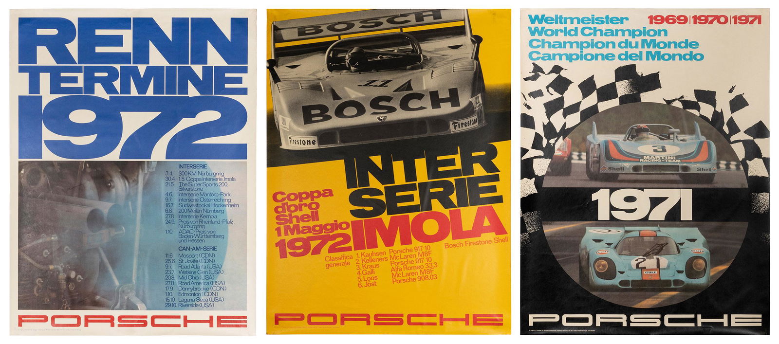 STRENGER, Ehrich (1922—1993). Three Porsche racing posters.... (1 of 4)