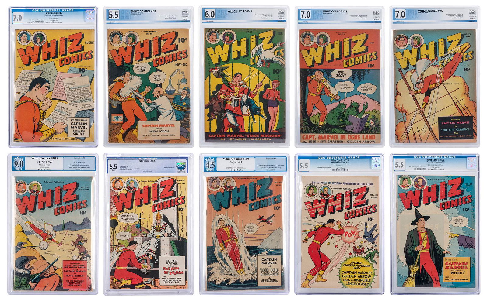 [WHIZ]. Group of Ten Whiz Comic Books. Fawcette, ca. 1943-5... (1 of 11)