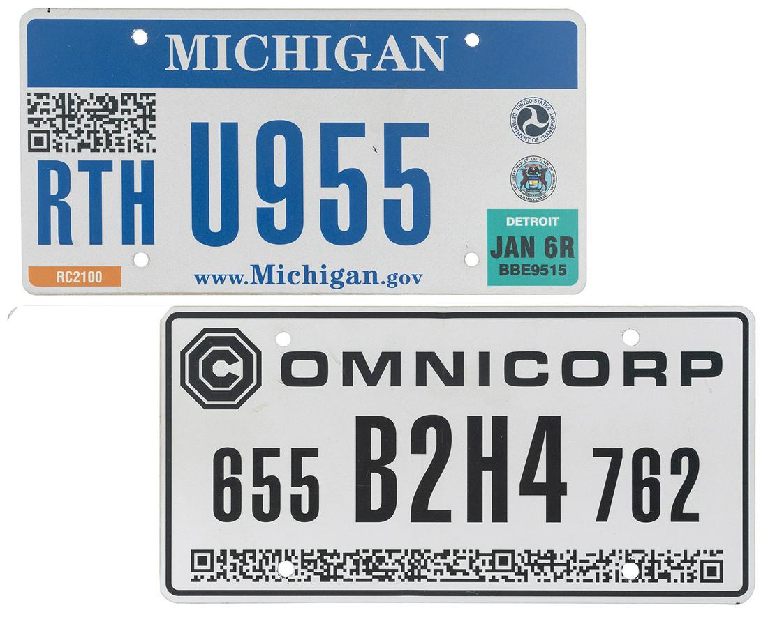 RoboCop (2014). Screen Used License Plate Set. Los Angeles:... (1 of 3)