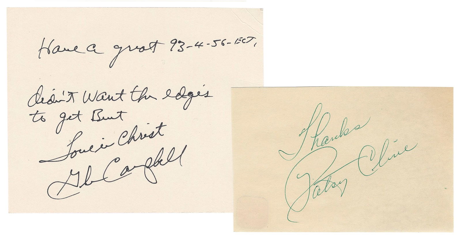[COUNTRY MUSIC]. Group of two signed items. [V.p., v.d.]. I... (1 of 2)