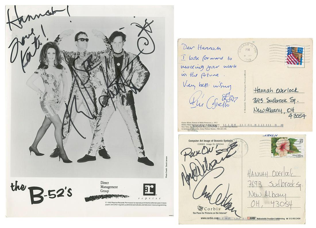 [ROCK PERFORMERS]. Group of five items signed by rock stars... (1 of 2)
