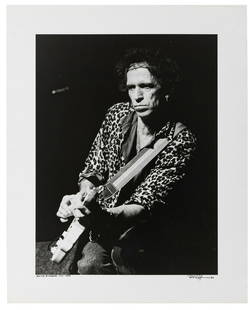 RICHARDS, Keith (b. 1943). GRUEN, Bob (b. 1945). Keith Richards Live at Beacon Theatre (293/13-35).: RICHARDS, Keith (b. 1943). GRUEN, Bob (b. 1945). Keith Richards Live at Beacon Theatre (293/13-35). New York: Bob Gruen, 1993. Kodak Polycontrast Silver Gelatin print signed by Gruen on the lower righ