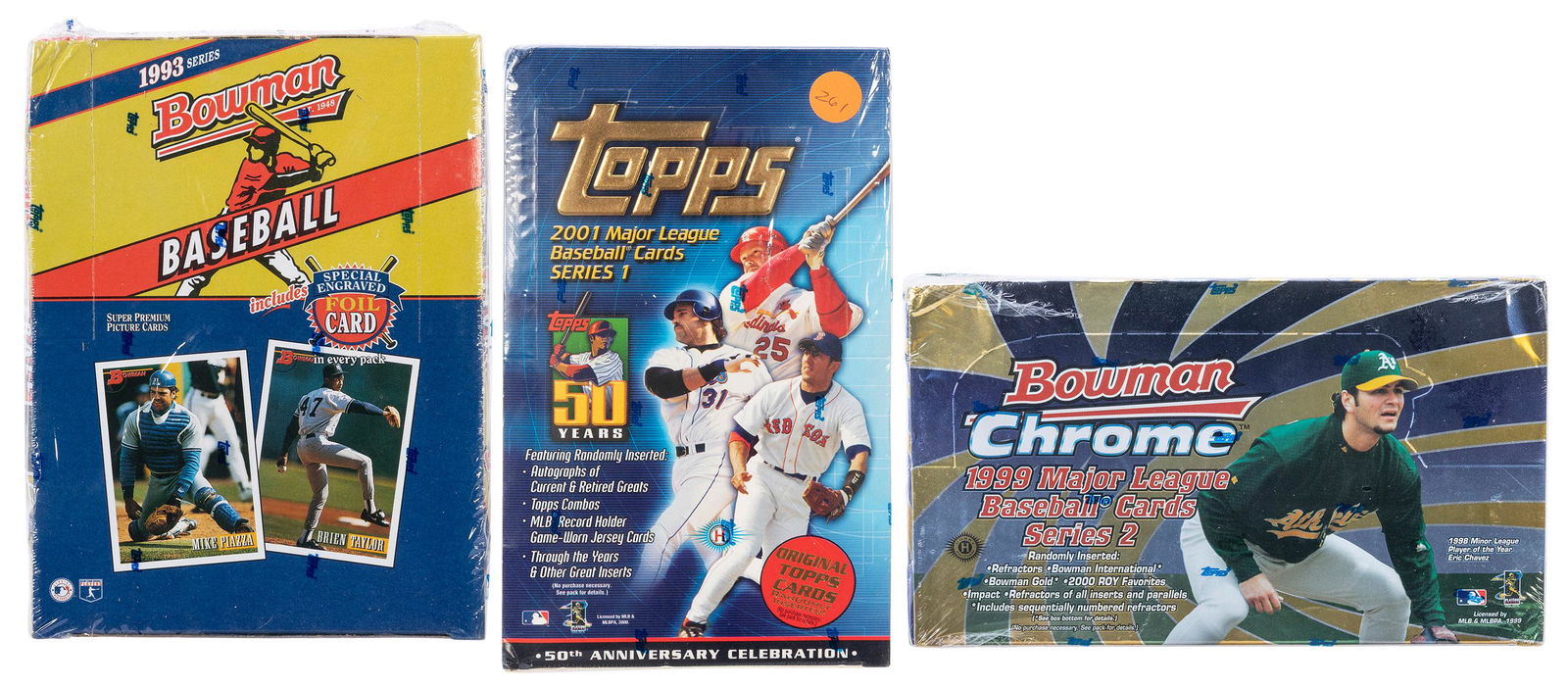 1993-2001 Mixed Lot of 5 Topps/Bowman Factory Sealed Boxes ... (1 of 3)