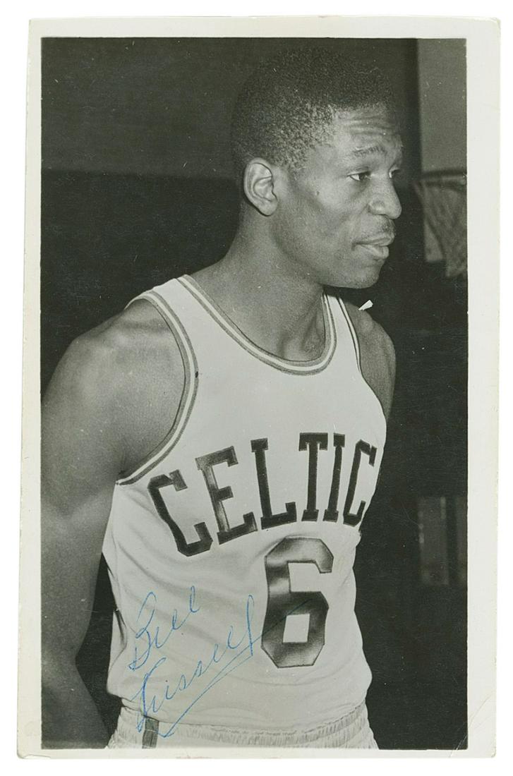 RUSSELL, Bill (b. 1934-2022). Autograph postcard signed twi... (1 of 2)