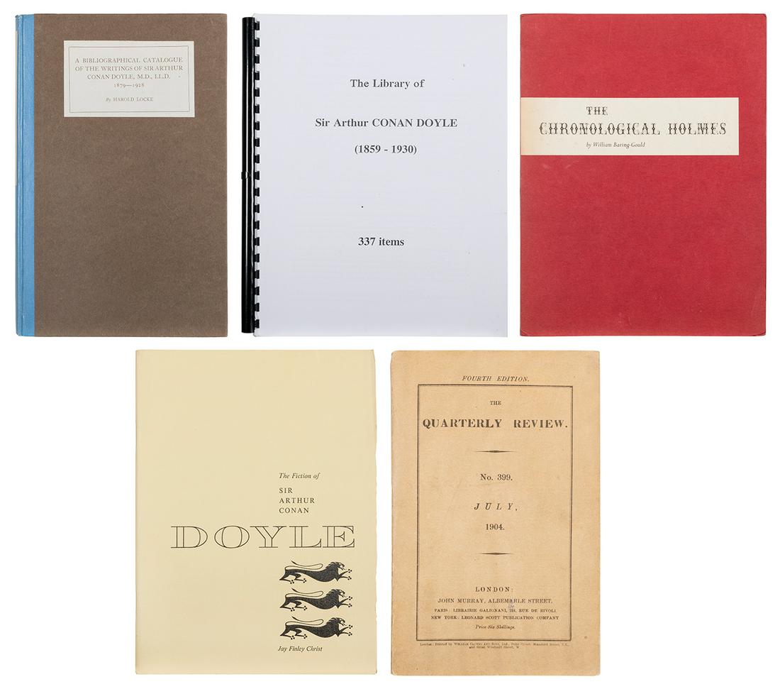 [DOYLE, Arthur Conan (1859-1930), subject]. A group of 6 bi...: [DOYLE, Arthur Conan (1859-1930), subject]. A group of 6 bibliographies, including: The Quarterly Review. London: John Murray, July 1904. 8vo. Publisher’s printed wrappers (some soiling, mild we