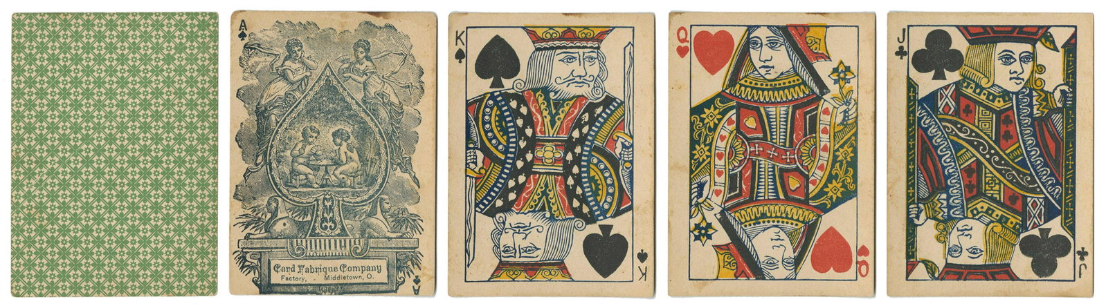 Card Fabrique Co. Square Corner Steamboats No. 4 Playing Ca...: Card Fabrique Co. Square Corner Steamboats No. 4 Playing Cards. Middletown, OH, ca. 1880s. 52 + original wrapper (scarce, printed on cheap pulp paper; with wood-engraved steamboat illustration). Backs