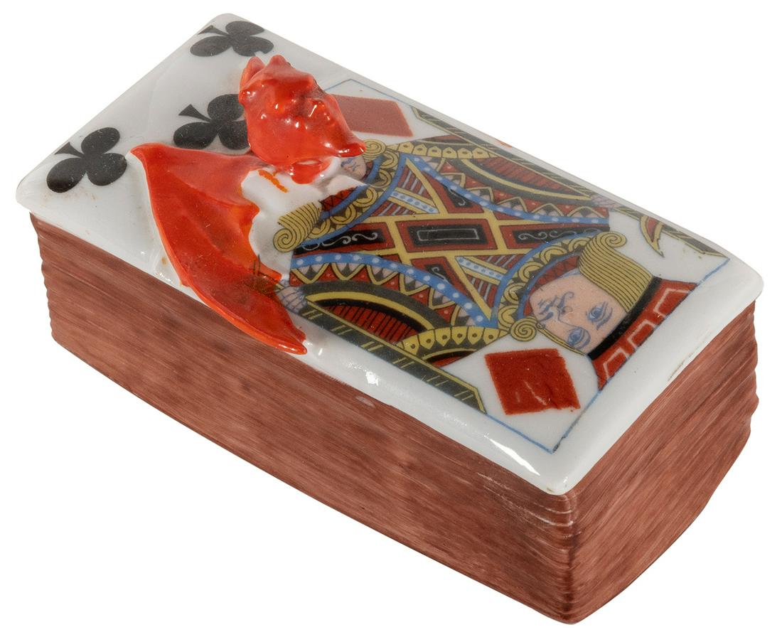 Royal Bayreuth Devil and Cards Stamp Box. Blue mark. 1 x 3 ... (1 of 1)