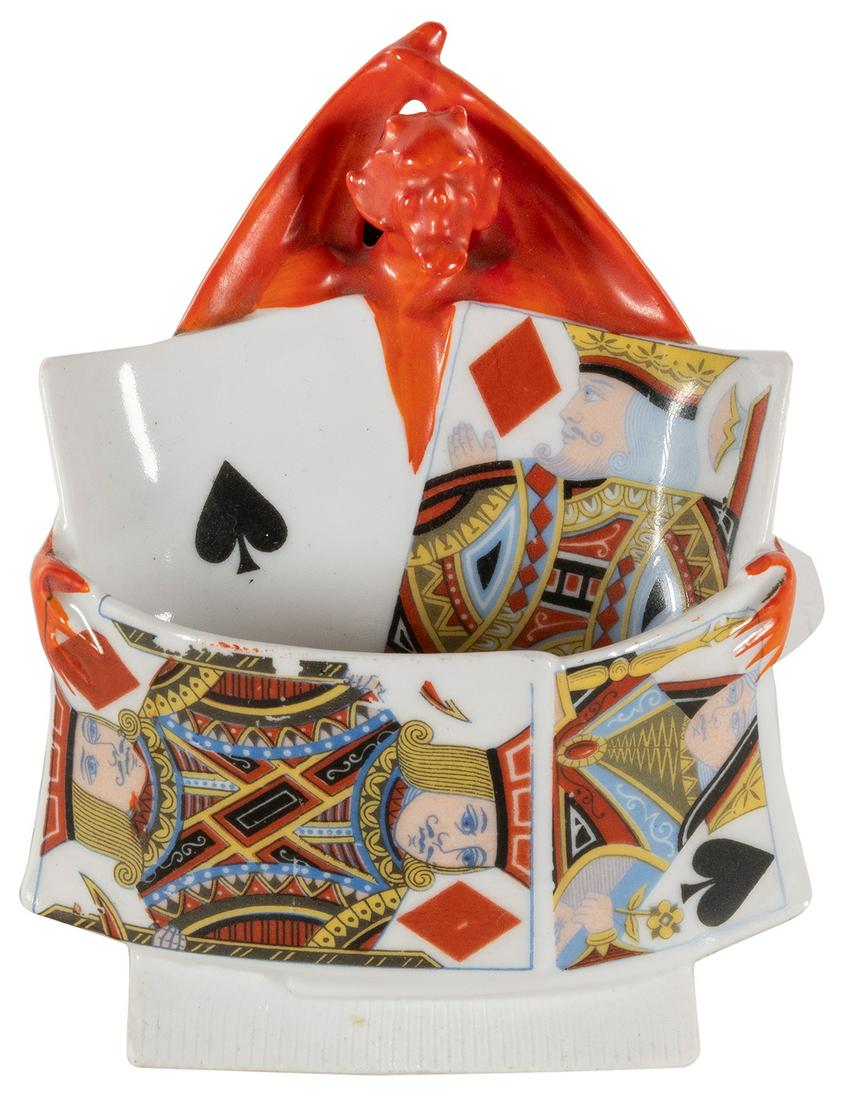 Royal Bayreuth Devil and Cards Wall Match Holder. Blue mark... (1 of 1)