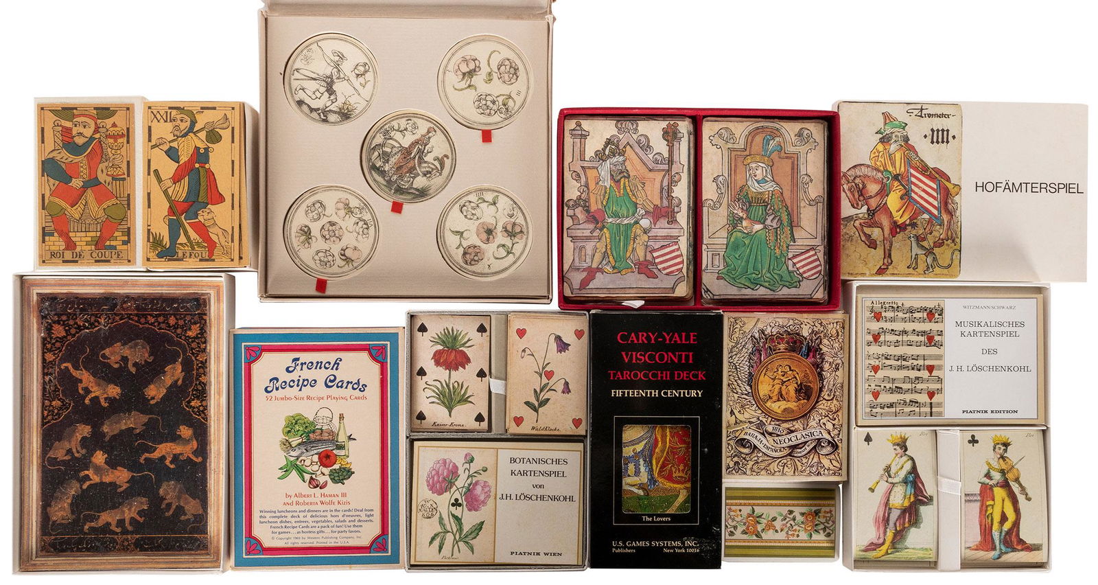 Group of 8 boxed sets of facsimile cards of medieval card d... (1 of 2)