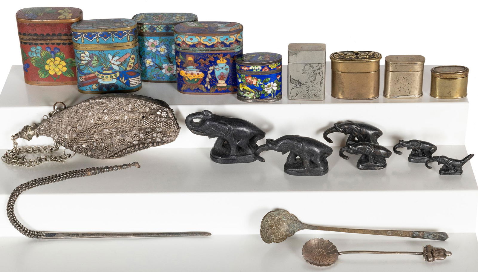 A group of 19 opium boxes, tools, and weights. [China and T... (1 of 1)