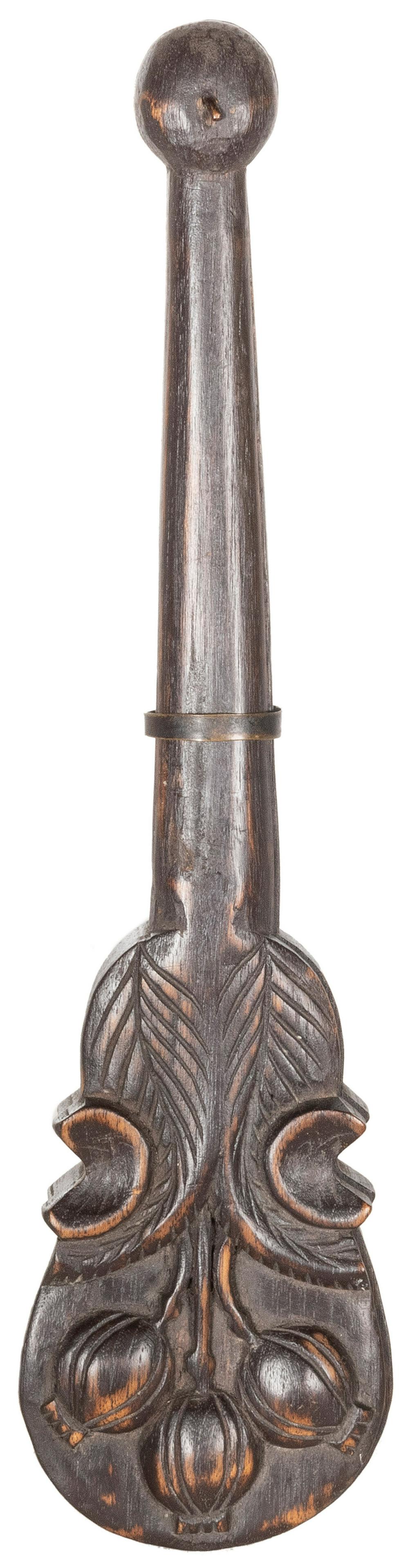 Opium scale in carved wooden case with swivel lid. [China o... (1 of 2)