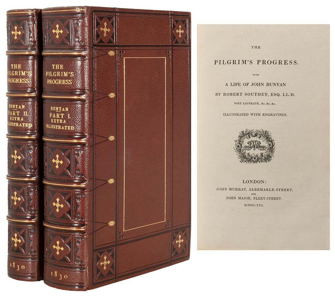 [BINDINGS]. BUNYAN, John (1628-1688). The Pilgrim’s Progres...: [BINDINGS]. BUNYAN, John (1628-1688). The Pilgrim’s Progress. With A Life of John Bunyan by Robert Southey. London: John Murray and John Major, 1830. 2 parts in 2 volumes, large 8vo (221 x 137 m