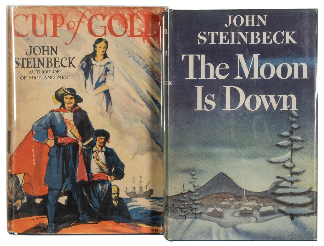 STEINBECK, John (1902-1968). A pair of titles, including: <...: STEINBECK, John (1902-1968). A pair of titles, including: Cup of Gold: A Life of Sir Henry Morgan. New York: Covici-Friede, [1936]. 8vo. Original dark blue cloth, spine stamped and lettered in gilt, t