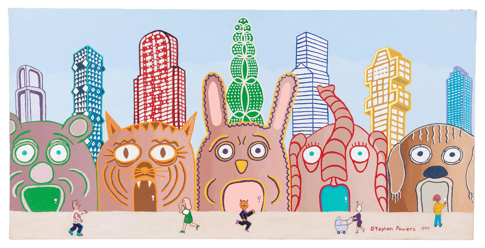 POWERS, Stephen (American, 20th century) Five Animal Buildi... (1 of 1)