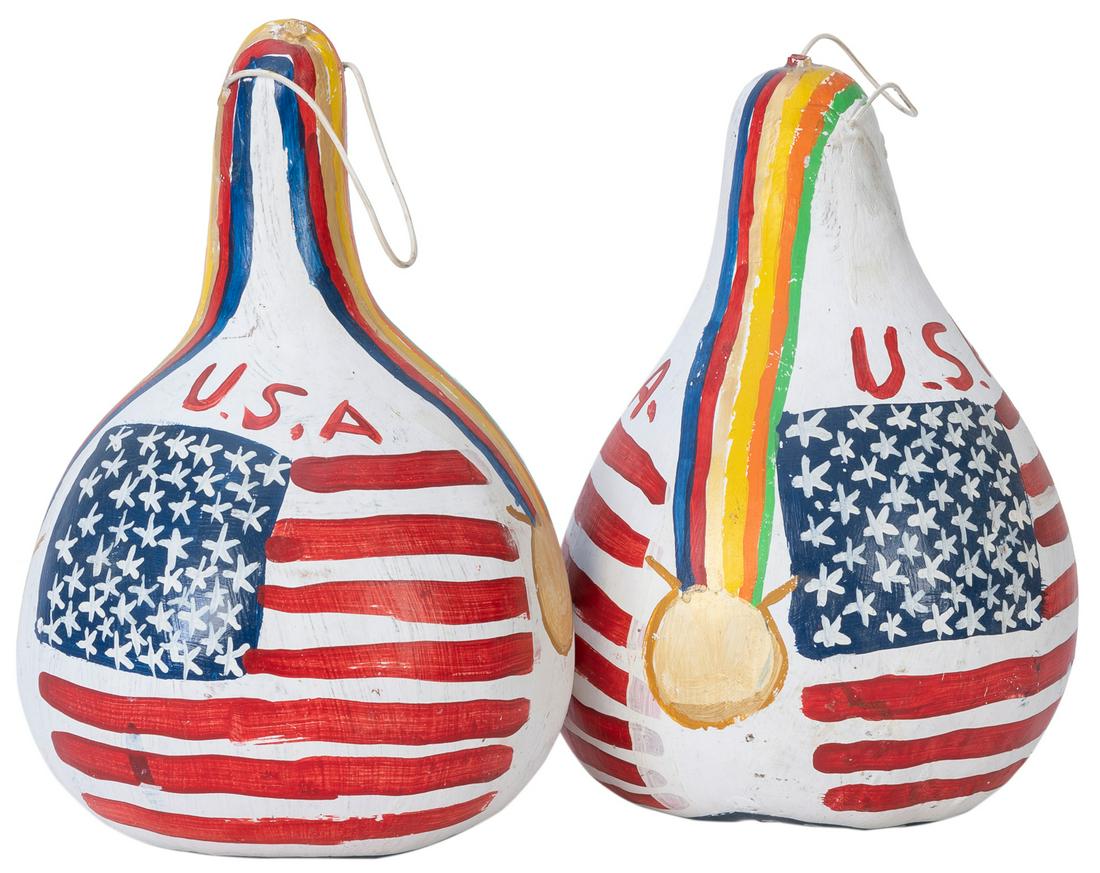 PERKINS, B. F. (American, 1904-1993). Pair of Painted Gourd... (1 of 3)