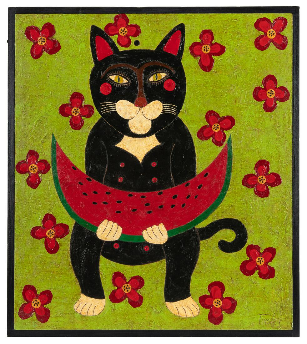 TINSLEY, David (b. 1951). Black Cat with Watermel... (1 of 2)