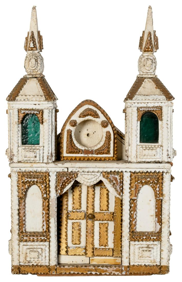 [AMERICAN FOLK ART]. Tramp Art Church. [N.d.]. Wooden model... (1 of 4)