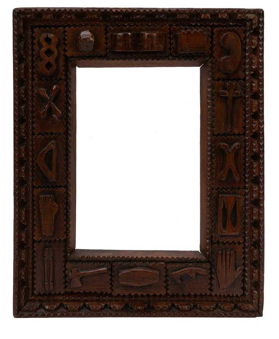[TRAMP ART]. Hand-carved Masonic Art picture frame. [N.d.].... (1 of 1)