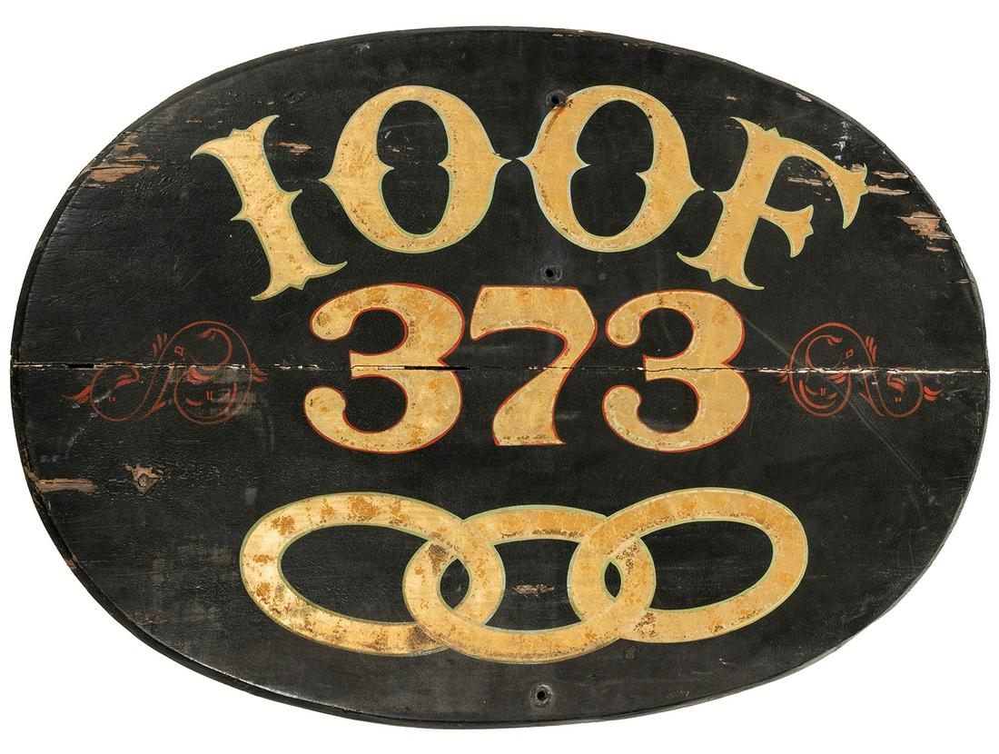 [AMERICAN FOLK ART]. Painted Sign for Maxincuckee Lodge 373... (1 of 1)