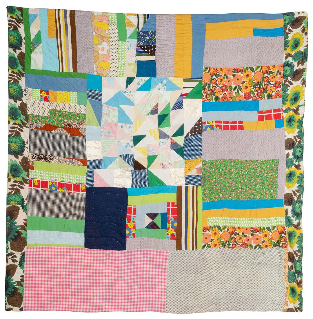 [FOLK ART QUILT]. Eccentric Quilt Pattern with Tacking Stit... (1 of 2)