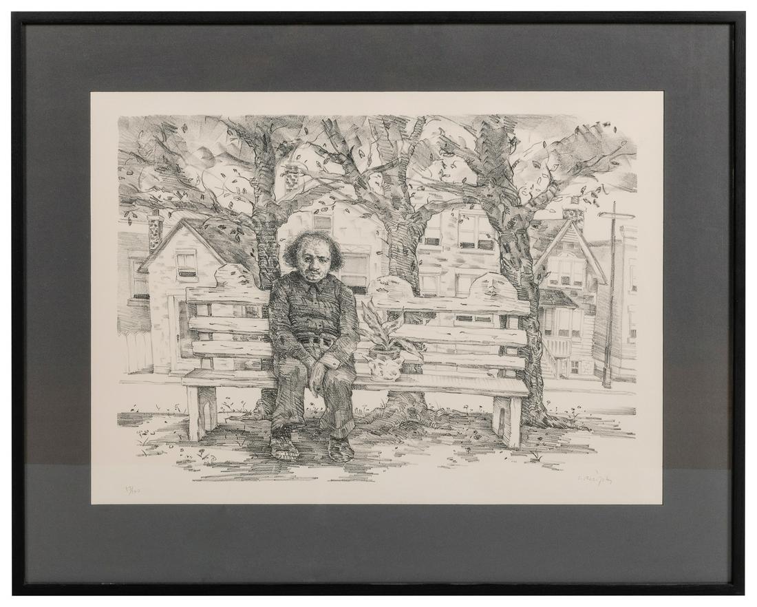 ROSOFSKY, Seymour (American, 1924-1981). Man on Bench. [N.d... (1 of 1)