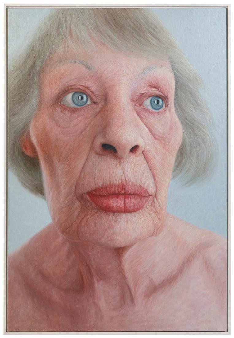 KRIEG, Francien (Dutch, 20th century). Blue-Eyed Girl. [N.d...: KRIEG, Francien (Dutch, 20th century). Blue-Eyed Girl. [N.d.]. Oil on linen. Frame: 48 ½ x 33”. Overall good condition. Property from the Collection of Judith and Howard Tullman, Chicago, I