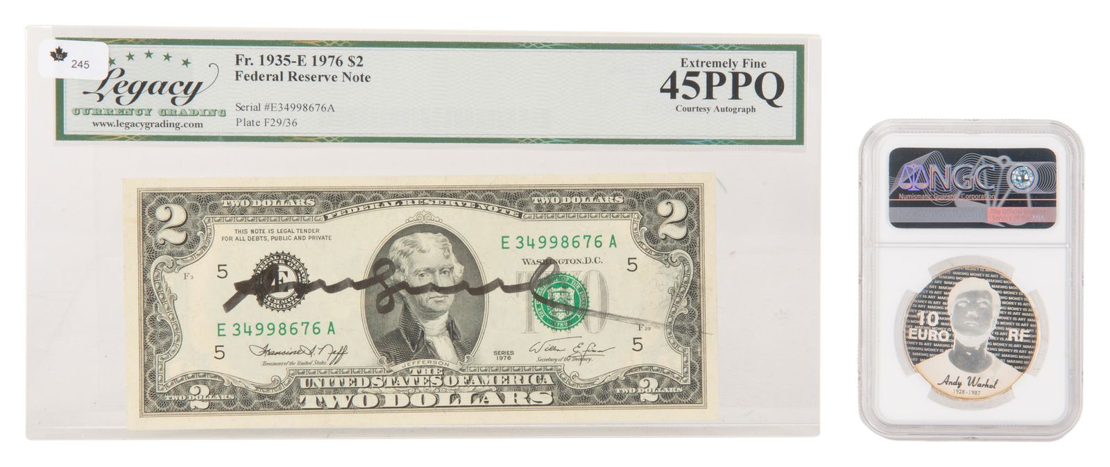 Signed Andy Warhol Two Dollar Bill with an After Warhol Min... (1 of 1)