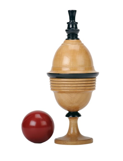 Morrison Pill Box. Lake Forest, John McKinven: Morrison Pill Box. Lake Forest, John McKinven, ca. 1990. A red ball removed from a hardwood vase vanishes, only to reappear in the vase in solid form, a few moments later. Hand-turned maple vase accen