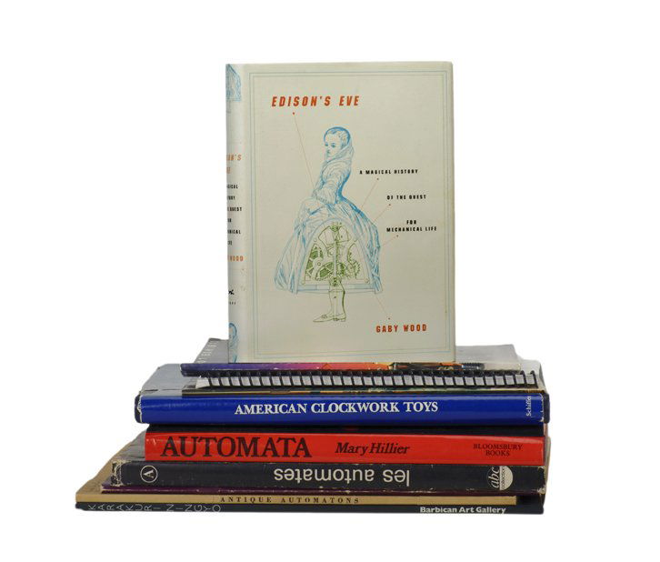 Group of ten publications about automata: [Automata] Group of ten publications about automata. Including titles in English and French, among them American Clockwork Toys by Blair Whitton (1981), Antique Automatons (1950; a catalog with tipped