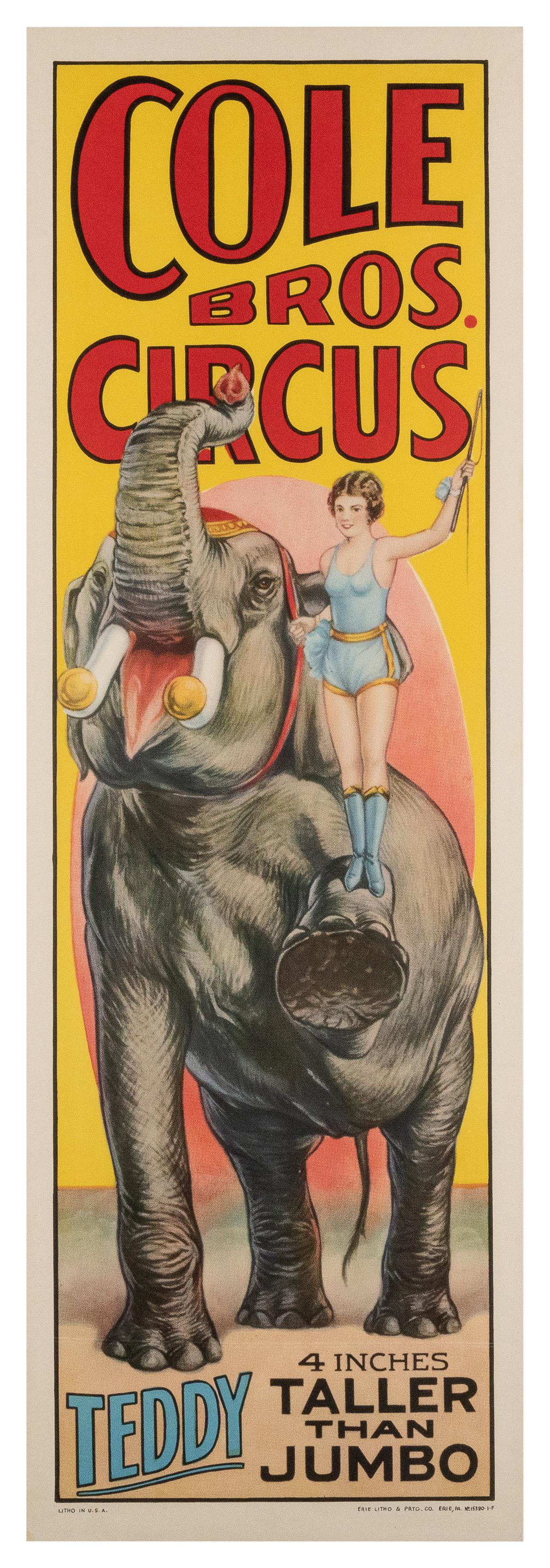 Cole Bros. Circus / Teddy 4 Inches Taller than Jumbo. Erie:... (1 of 1)