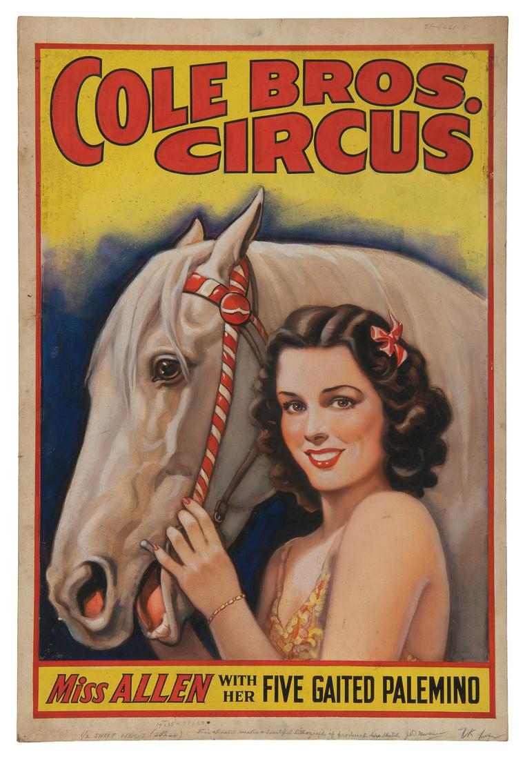 [POSTER MAQUETTE]. Cole Bros. Circus / Miss Allen with Her ... (1 of 1)