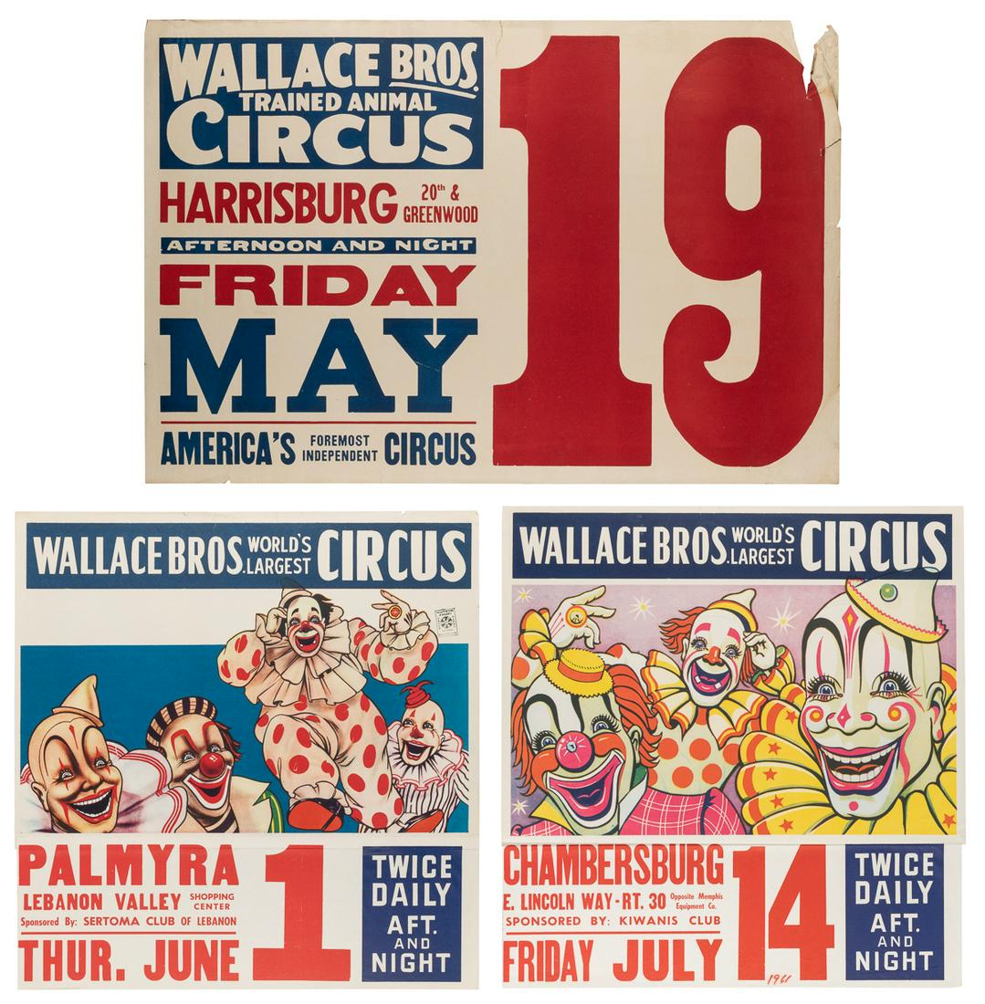 Three Wallace Bros. World’s Largest Circus Posters. 1950-60... (1 of 4)