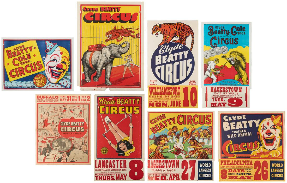 [clyde Beatty]. Group Of Posters And Ephemera. 20th Century... Auction