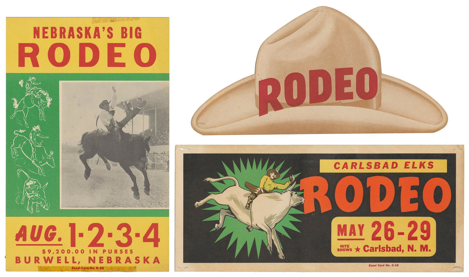 [RODEO]. Five Rodeo Window Card Posters and Displays. 1950-... (1 of 6)