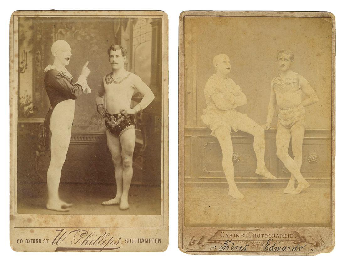 [CLOWNS]. Two Cabinet Cards of European Clowns and Acrobats... (1 of 1)