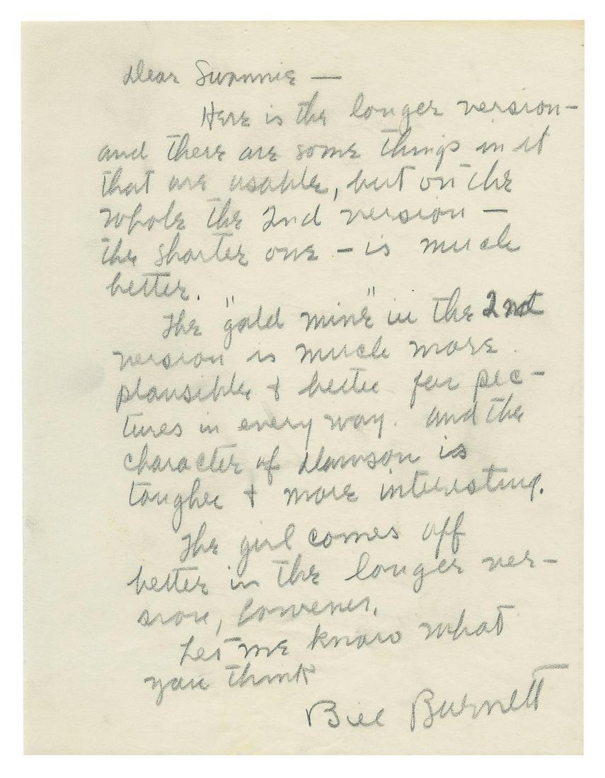 BURNETT, William Riley (1899-1982). A group of 2 typed lett... (1 of 2)