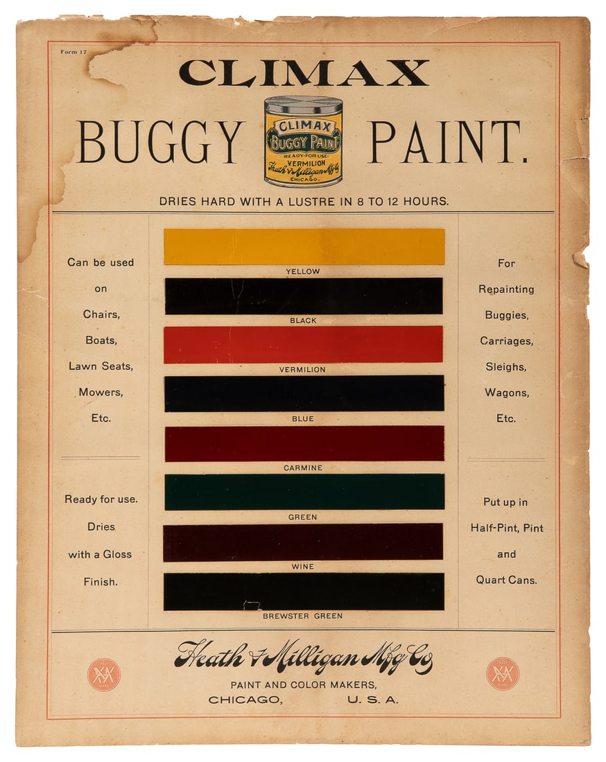 Climax Buggy Paint Ad with Color Samples. Chicago: Heath & ... (1 of 2)