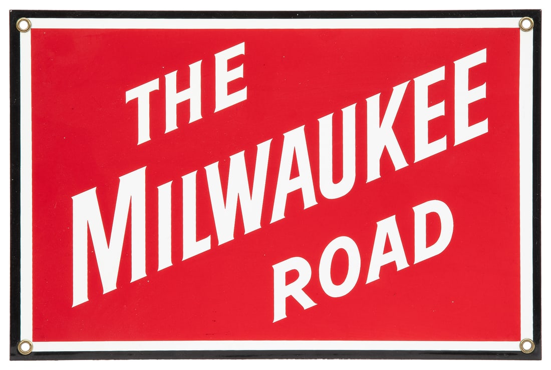 The Milwaukee Road Railroad Porcelain Sign. Porcelain metal... (1 of 1)