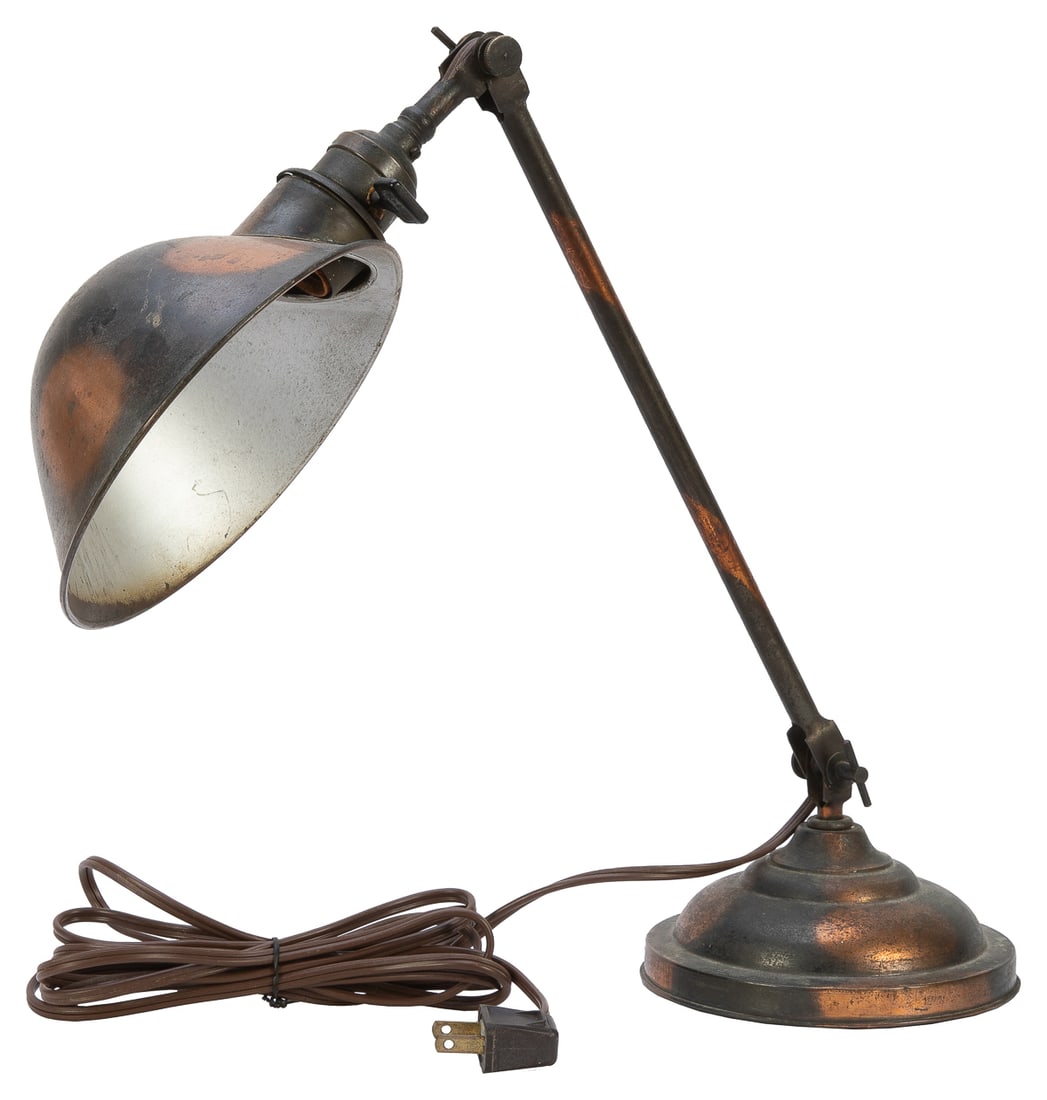 Desk Lamp. Circa 1930s-1950s. Copper-finished metal desk la... (1 of 1)