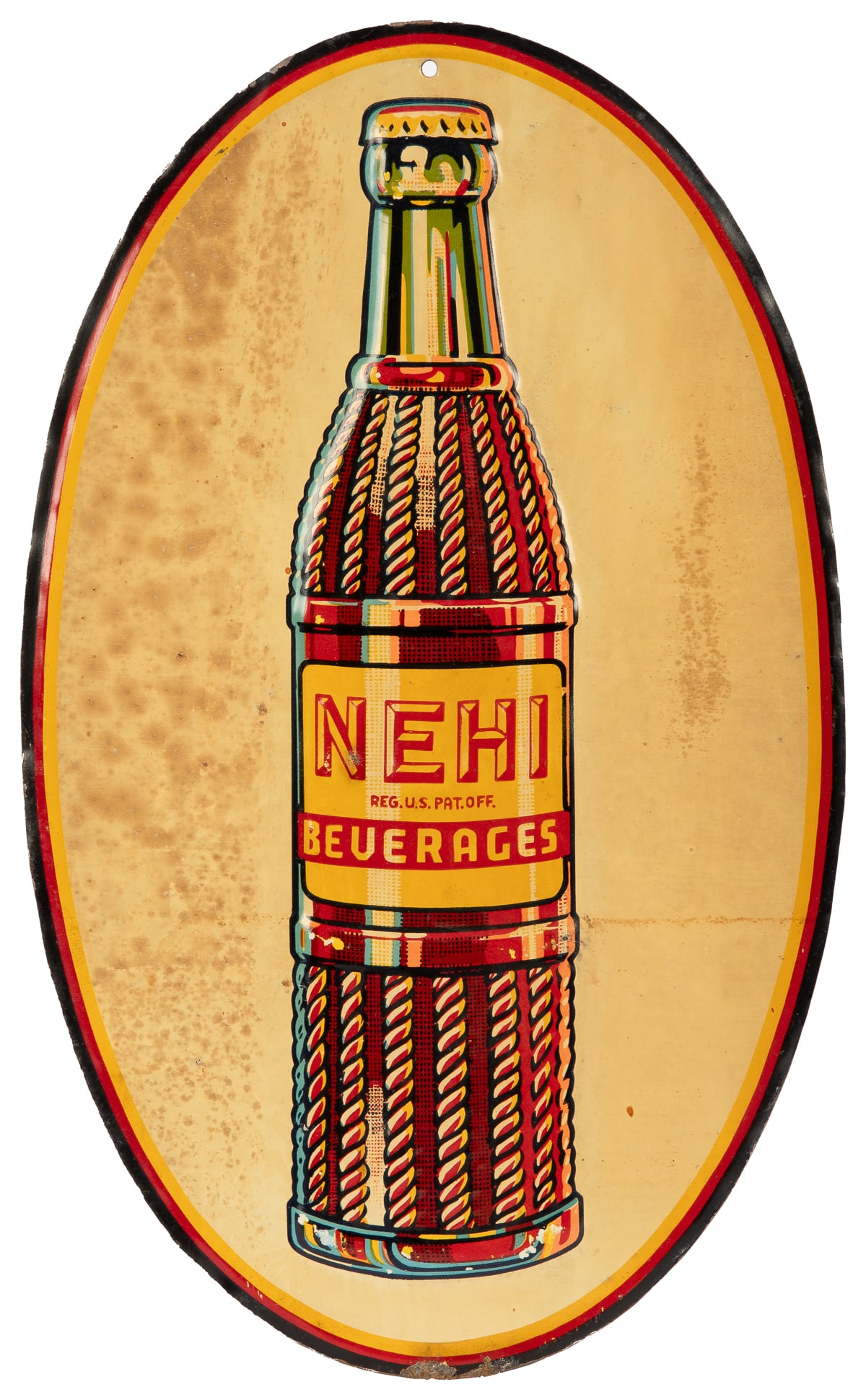 Nehi Beverages Oval Tin Sign. Circa 1930s. Tin oval sign. 1... (1 of 1)